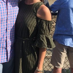 Olive Green Eyelet Dress